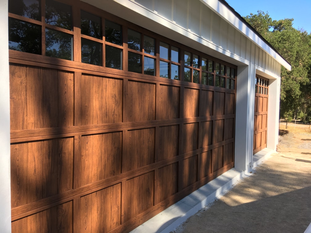 Example of faux-wood steel garage door